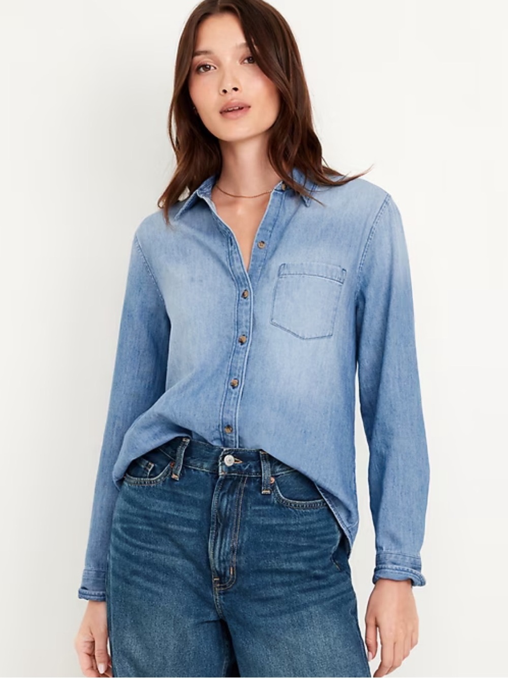 Old Navy Light Blue Denim Button-Down Shirt - Casual Sz XS